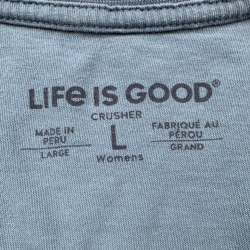 Life Is Good Shirt Womens Large Blue Crusher Tee Short Sleeve Cat Kitten Nap - Picture 8 of 12